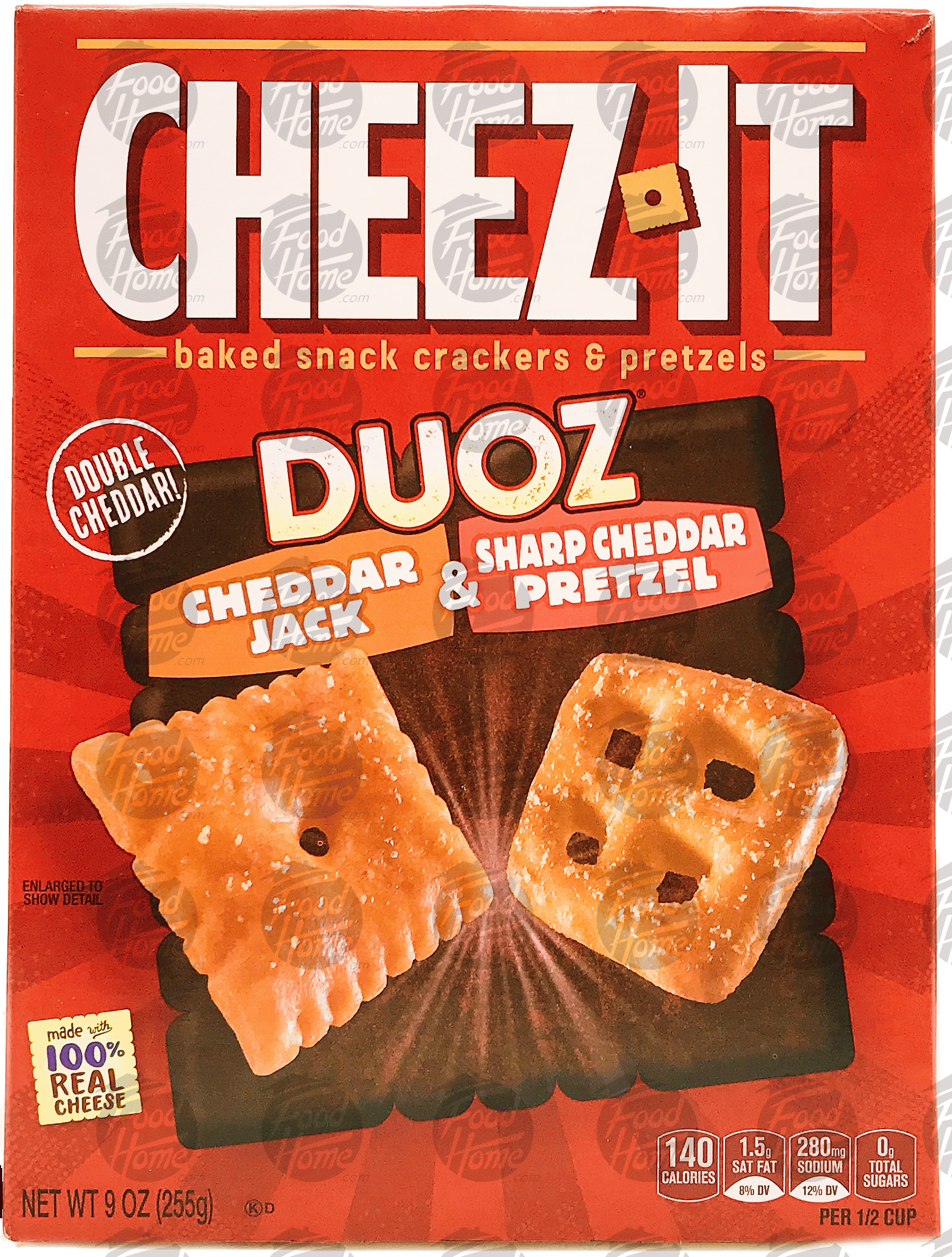 Cheez-it Duoz cheddar jack cheese crackers & sharp cheddar pretzel baked snack crackers & pretzels, box Full-Size Picture